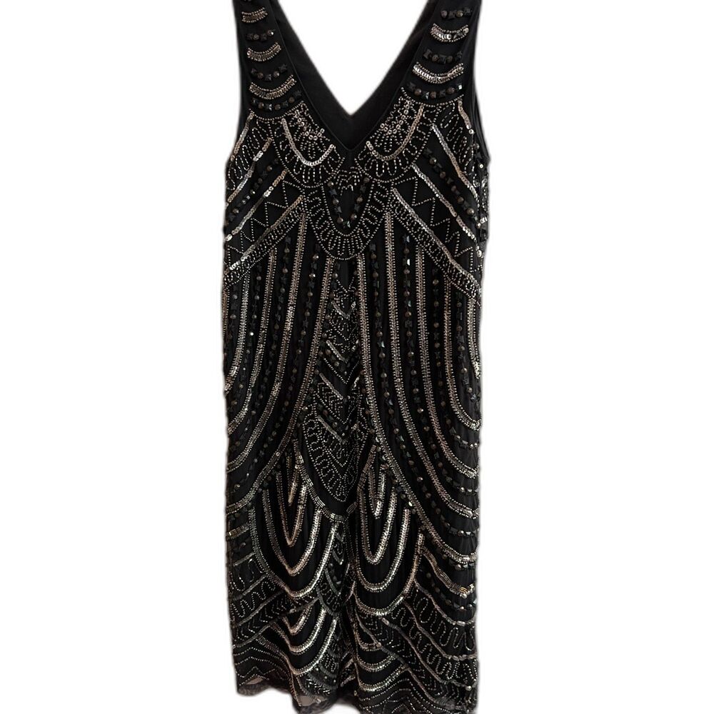 Modcloth Navy Sequin 20s Style Midi Cocktail Dress Sz Small